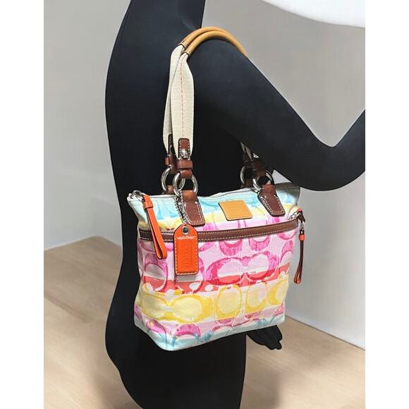 Y2K Coach 11755 Hamptons Weekend Signature Watercolor Small Tote & Wristlet - Picture 10 of 16